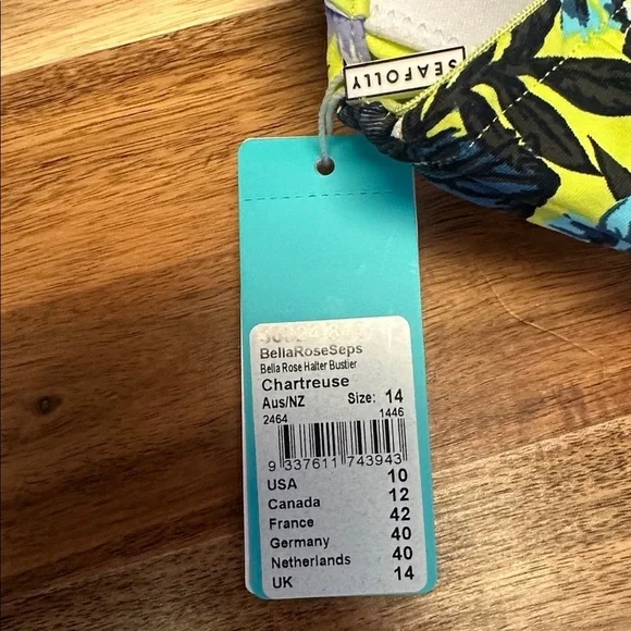 Sea Folly Bella Rose Saps Halter Bustier and Hipster Bikini Set US size 10 - Picture 9 of 9